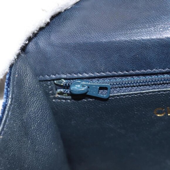 CHANEL Camellia Matelasse Flap Chain Bag Velor Navy Gold CC Auth bs29963V - Picture 12 of 16